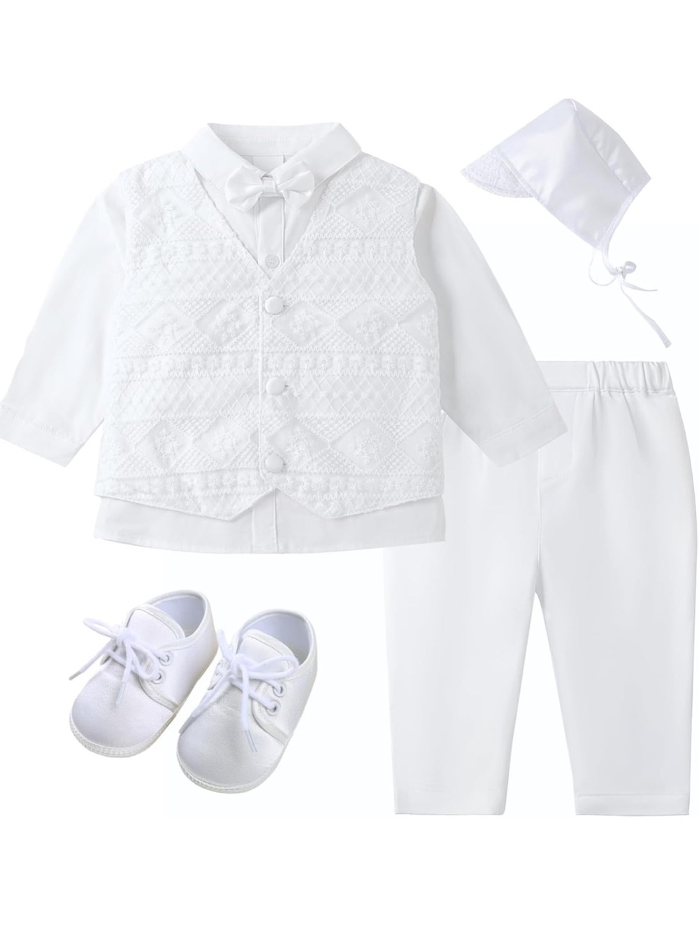 🩵 Baby Boy White Christening Outfit Set